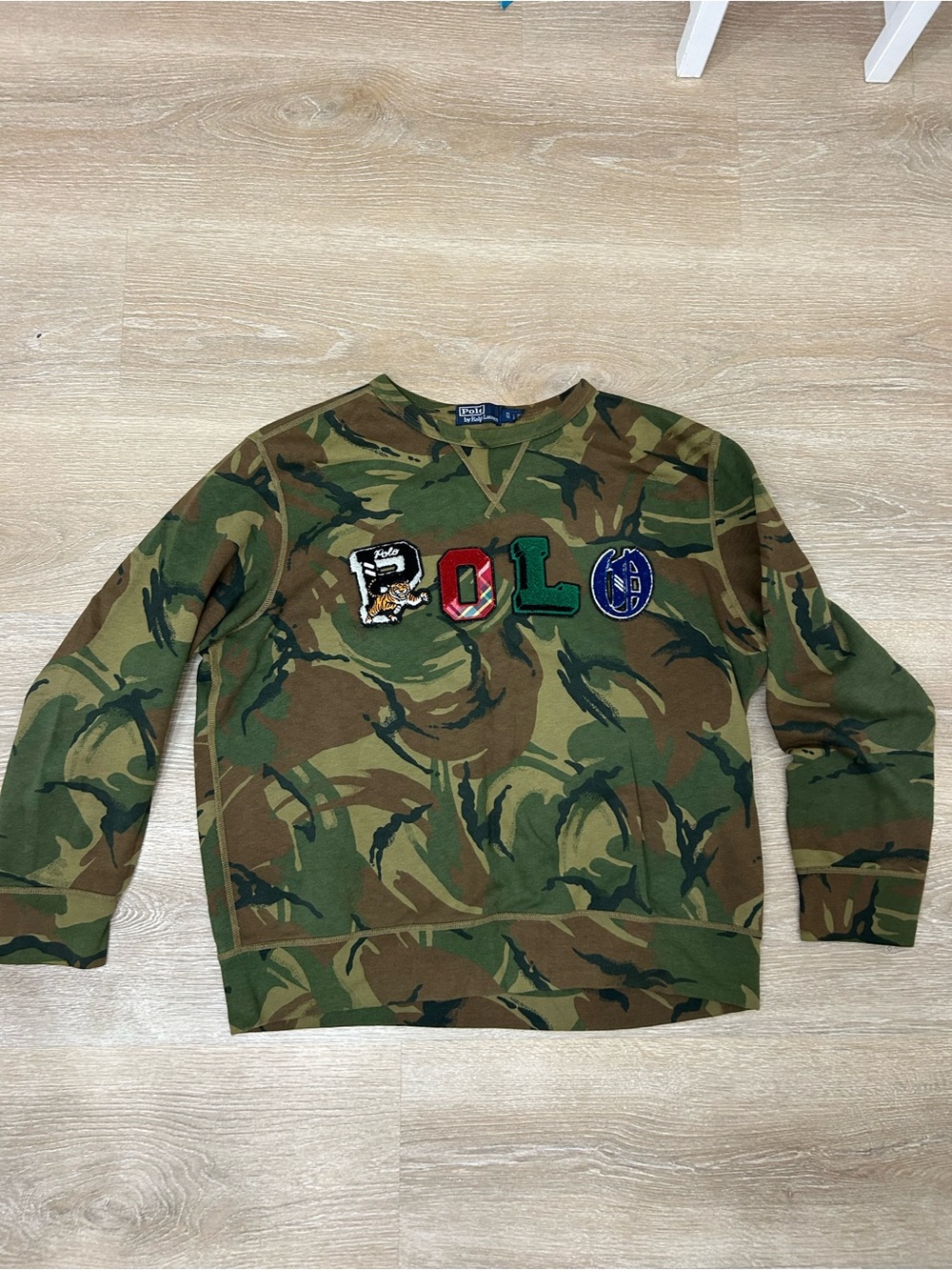 Polo Ralph Lauren Vintage XL size Big Logo Y2K Camo Sweatshirt Rare
